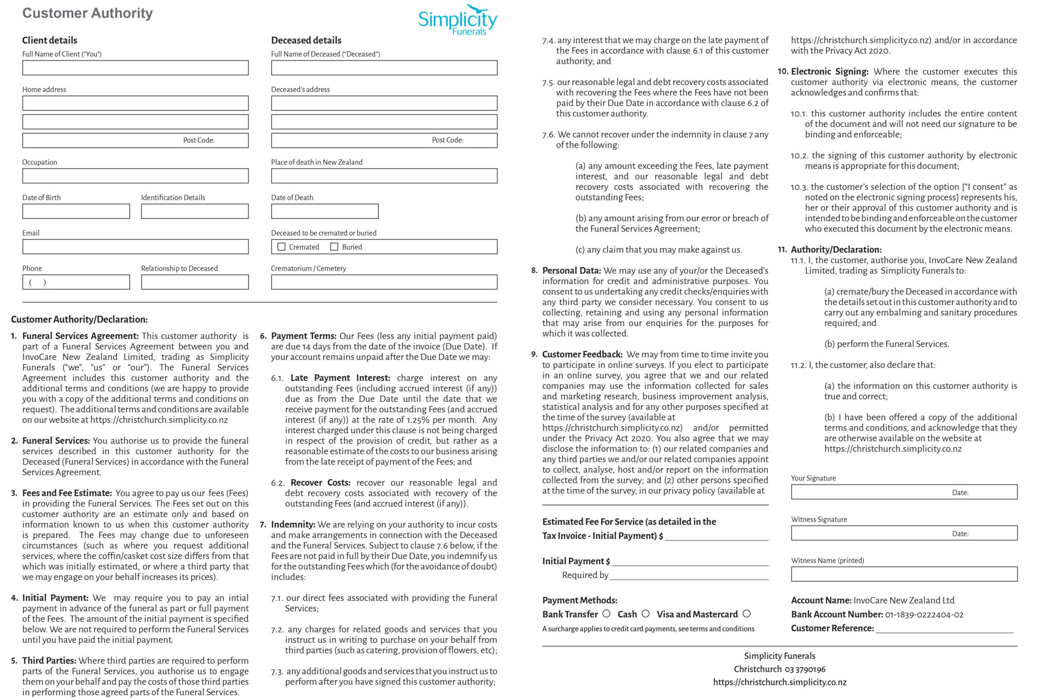 G Barrell Sons Simplicity Funerals Customer Authority Form 2048x1379